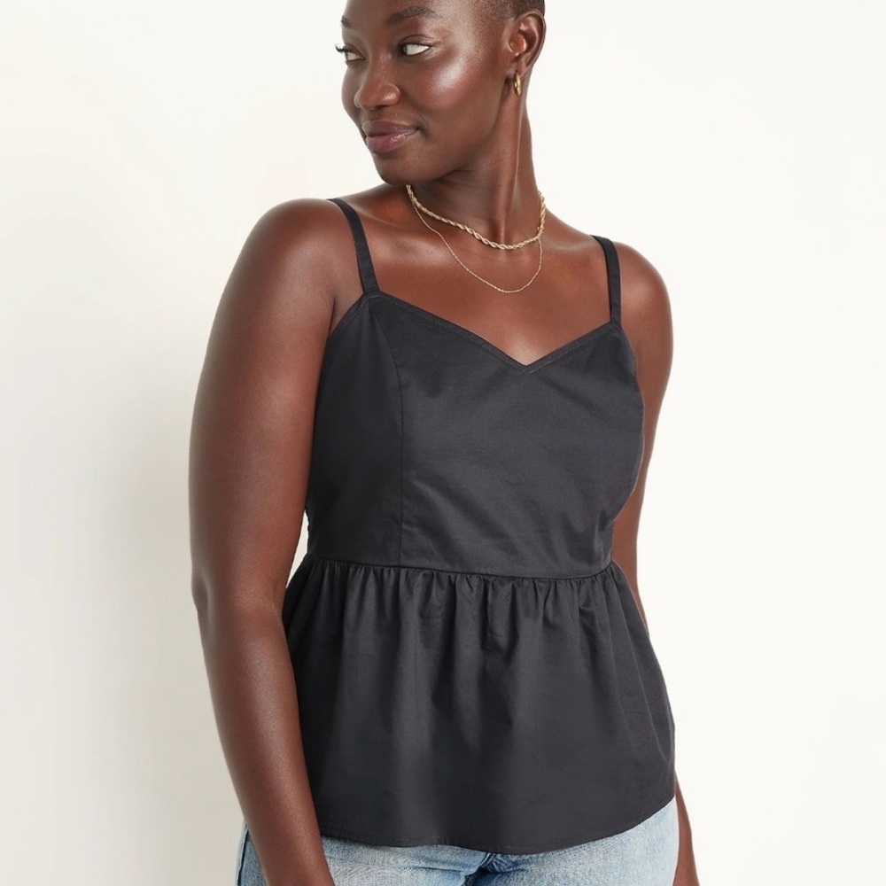 Old Navy Women’s Smocked Babydoll Cami Swing Top Size M Gray Charcoal Cotton